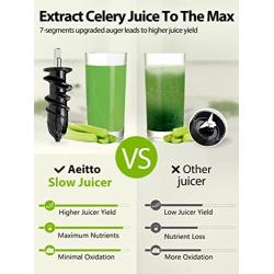 Celery Juicer Machines,Aeitto Slow Juicer,Masticating Juicer,Juice Extractor,Cold Press Juicer with 2-Speed Modes,with Reverse Function & Quiet Motor for Vegetables And Fruits,Easy to Clean with Brush