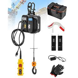 NEWTRY 1,100lb Electric Hoist Pro, Electric Winch 110v 120v, with 2 Wireless Remote Control, Cable Remote Control, Vertically & Horizontally