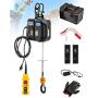 NEWTRY 1,100lb Electric Hoist Pro, Electric Winch 110v 120v, with 2 Wireless Remote Control, Cable Remote Control, Vertically & Horizontally