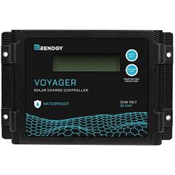 Renogy Voyager 20A 12V/24V PWM Waterproof Solar Charge Controller w/ LCD Display for AGM, Gel, Flooded and Lithium Battery, Used in RVs, Trailers, Boats, Yachts, Voyager 20A