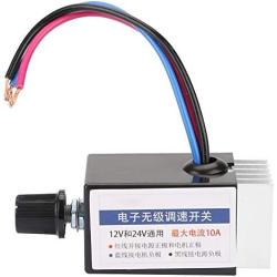 Yosoo Health Gear DC Motor Speed Controller, Variable Speed Motor Controller, DC 12V/24V Electronic Stepless Speed Regulator Switch for Car Truck Fan Heater Control