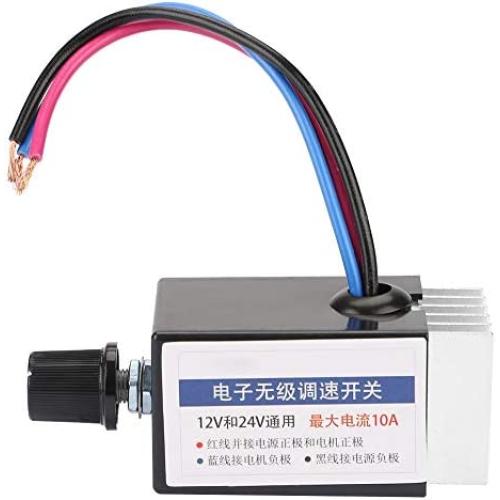 Yosoo Health Gear DC Motor Speed Controller, Variable Speed Motor Controller, DC 12V/24V Electronic Stepless Speed Regulator Switch for Car Truck Fan Heater Control