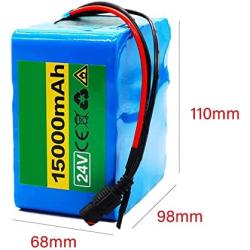 Wnicek 24V 15Ah Lithium Battery Pack 15000mAh E-Bike Li-ion Battery Fit for 200W-500W E-Bike Motor for Electric Bicycle Mobility Scooter Electrical Tools with BMS and Charger