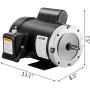 Mophorn 1 Hp Electric Motor 1725RPM 56C Frame Single Phase Industry AC Motor 11.2-5.6A 115V 230V Air Compressor Motor
