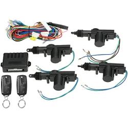 Universal Car Door Lock 4PCS,Geevorks 12V Door Lock Actuator Keyless Entry System with 2 Remote Controller (Remote 50-80m),Central Control Locking Kit with Trunk Release Button