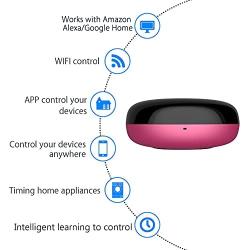 uniplay IR Blaster Universal Remote Control for TV,AC,DVD,Sound Bar,SAT,STB etc, Compatible with Alexa, Google Home and Cellphone APP Control, Harmony Hub for Smart Home (Red)