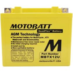 MotoBatt MBTX12U (12V 14 Amp) 200CCA Factory Activated QuadFlex AGM Battery