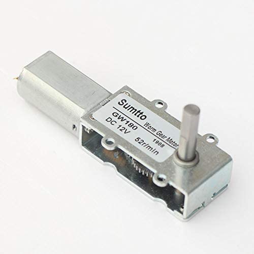 GW180 DC 6V 12V small micro Worm gear motor Low speed High torque Ultra Thin Slim gear box Reversible Electric engine Robot Lock (12V 52RPM)