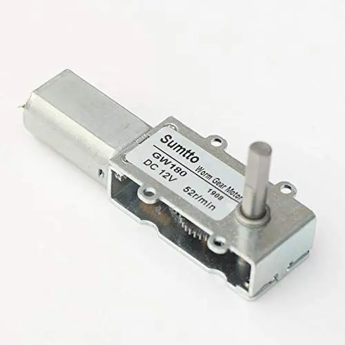 GW180 DC 6V 12V small micro Worm gear motor Low speed High torque Ultra Thin Slim gear box Reversible Electric engine Robot Lock (12V 52RPM)