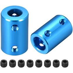 uxcell 8mm to 10mm Bore Rigid Coupling Set Screw L25XD16 Aluminum Alloy,Shaft Coupler Connector,Motor Accessories,Blue,2pcs