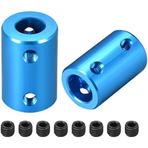 uxcell 8mm to 10mm Bore Rigid Coupling Set Screw L25XD16 Aluminum Alloy,Shaft Coupler Connector,Motor Accessories,Blue,2pcs