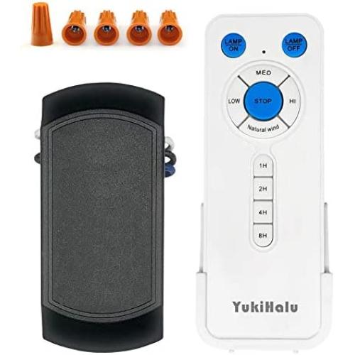 YukiHalu Universal Ceiling Fan Remote Control kit, Natural Wind Mode, 3 Fan Speed 4 Timing, Compatible with Hunter/Harbor Breeze/Westinghouse/Honeywell and Others