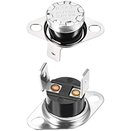 uxcell KSD301 Thermostat 80°C/176°F 10A Normally Open N.O Adjust Snap Disc Temperature Switch for Microwave Oven Coffee Maker 2pcs