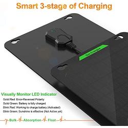 Sun Energise 10W 12V Solar Car Battery Charger Pro, Solar Trickle Charger & Maintainer Built-in MPPT Charge Controller + 3-Stages Charging for Motorcycle Truck Tractor RV Boat Trailer Marine