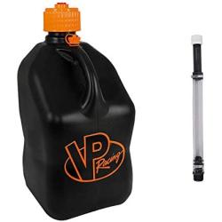 VP Racing Fuels 3852 + 3044B 5-Gallon Square Motorsport Utility Can Black & Orange with 14 Inch Standard Hose