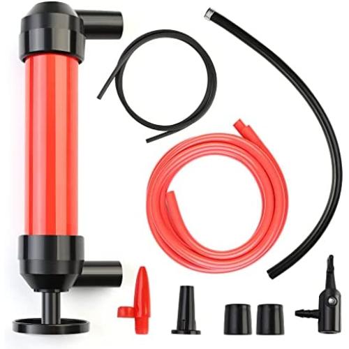 Tryfun Multi-Purpose Oil Fluid Extractor, Fluid Syringe Pump Manual Suction Vacuum for Cars, Boats, Farm Equipment, Industrial Gear Boxes, Motor Vehicles, Oil Change Evacuation Hand Pump (Red)