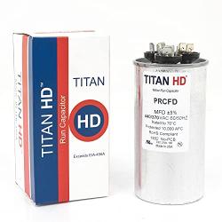Titan Hd Round Motor Dual Run Capacitor, 45/5 Microfarad Rating, 370-440VAC Voltage - PRCFD455A