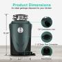 HISSUN Garbage Disposal with Power Cord,1 HP Continuous Feed Kitchen Waste Disposer,Household Food Waste Disposer with Super Quiet Motor & Dishwasher Connection,Green