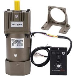 Electric Gear Motor, Walfront AC 220V 90W Single Phase Asynchronous Gear Motor High Torque Deceleration Adjustable Speed 5K/10K/20K/50K/100K RPM Optional(50k)