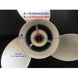 ITACO Boat Motor Aluminium Propeller for Yamaha Outboard 15HP 9.9HP 13.5HP 20HP 3 x 9 1/4
