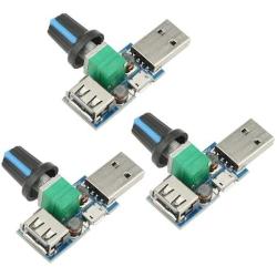 XINGYHENG 3Pcs 5W Mini USB Fan Air Volume Speed Stepless Governor Module USB Speed Controller DC 5V USB Male input DC4-12V to 2.5-8V and Speed Control Knob with Switch Function