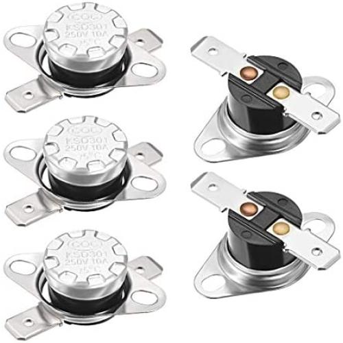 uxcell KSD301 Thermostat 75°C/167°F 10A Normally Open N.O Adjust Snap Disc Temperature Switch 5pcs