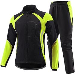 BALEAF Mens Winter Cycling Jackets Cold Weather Bike Pants Thermal Windproof Motorcycle Clothing Set Mountain Biking