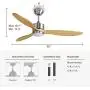 Ovlaim 52 Inch Smart Wifi Ceiling Fan Compatible App, Voice and Remote Control, Quiet DC Motor 6 Speed Ceiling Fan with Dimmable Light, 3 Oak Wood Blade