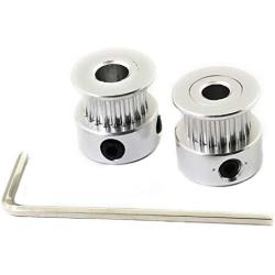 RuiLing 2pcs GT2 Aluminum Alloy Synchronous Wheel 3D Printer Accessories 20 Teeth Bore 5mm Timing Pulley for Width 6mm Open Timing Belt