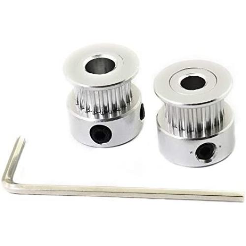 RuiLing 2pcs GT2 Aluminum Alloy Synchronous Wheel 3D Printer Accessories 20 Teeth Bore 5mm Timing Pulley for Width 6mm Open Timing Belt