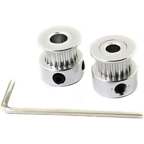 RuiLing 2pcs GT2 Aluminum Alloy Synchronous Wheel 3D Printer Accessories 20 Teeth Bore 5mm Timing Pulley for Width 6mm Open Timing Belt