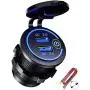Quick Charge 3.0 Dual USB Charger Socket, Waterproof 12V/24V USB Outlet QC3.0 Fast Charger Socket with Touch Switch DIY Kit for Car, Golf Cart, Marine, Boat, RV, Motorcycle, Truck, etc (Blue)