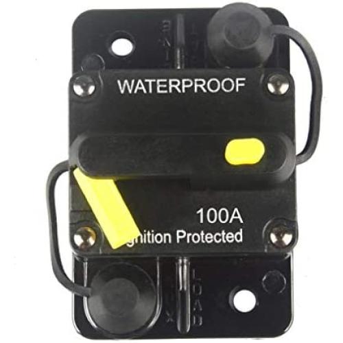 WOHHOM 100 Amp Circuit Breaker DC 12V -48V Waterproof 30A-300A Manual Reset Fuse Inverter for Trolling Motor Auto Car RV Marine Boat Current Overload Protection (100A)