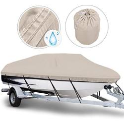 600D Waterproof Trailerable Boat Cover, Fits 20-22 ft V-Hull Tri-Hull Runabouts