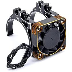 Rocket for Motor Fast Cooling Fan 40x40mm Aluminum Fan W/ Holder for 1/10 1/8 for RC Car 4068 4082 4092 4074 4274 4268 for BRUSHLESS for Motor (Color : Double Holder Gold )