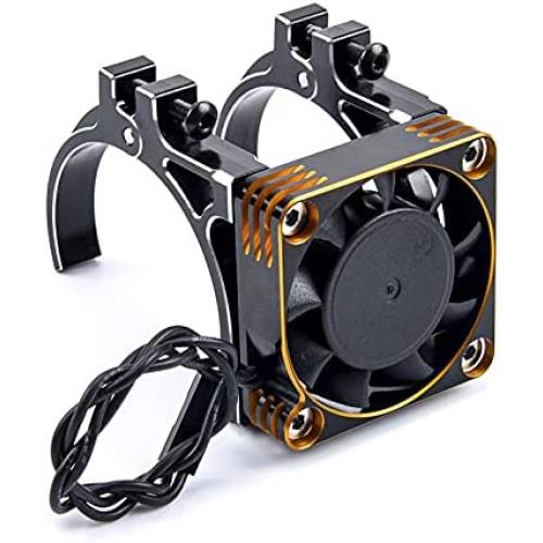 Ventilateur Aluminium 40x40mm avec Support pour RC Car 1/10 1/8 – Pour Moteurs Brushless 4068 4082 4092 4074 4274 4268 – Support Double (Or)