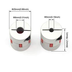 Befenybay 2PCS 5mm to 8mm Aluminium Plum Flexible Shaft Coupling D25 L30 5x8mm Connector Flexible Coupler for 3D Printer CNC Machine and Servo Stepped Motor（5x8mm）