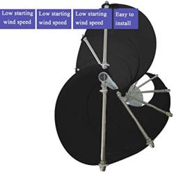 Coldwind 400w 48V Wind Helix Spiral Turbine Generator VAWT Vertical Axis Residential Use with PWM MPPT Charger Controller -Black 48v