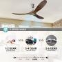 Wood Ceiling Fan, Modern Ceiling Fan No Light, Wood Ceiling Fan with Remote Control, 3 Blades Moisture-Proof Ceiling Fan with 6 Speed Noise-Free DC Motor for Bedroom Patios Kitchen