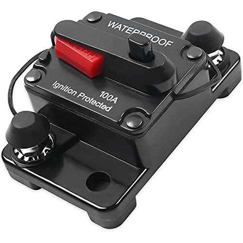 AUTOPTIM 100 Amp Circuit Breaker - Trolling with Manual Reset Car Marine Trolling Motors Boat ATV, Manual Power Protect for Audio System Fuse 12-48V Waterproof