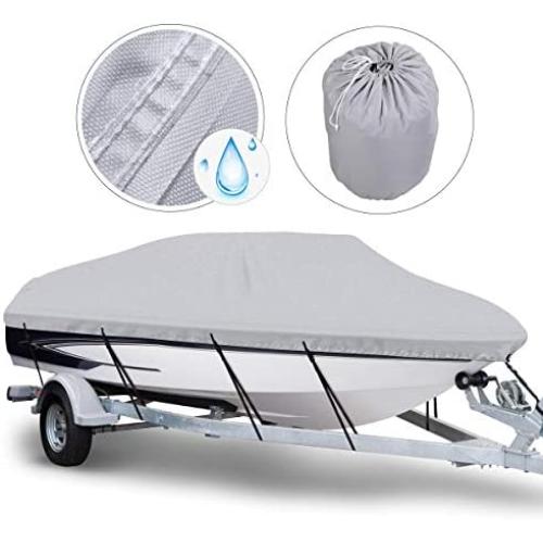 NORTHCAPTAIN 100% Waterproof Boat Cover,600D Marine Grade Polyester Trailerable Boat Cover,Fit V-Hull Tri-Hull Fishing Ski Pro-Style Bass Boats