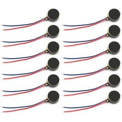 SDTC Tech 12pcs DC Mini Vibration Motor 3V 85mA 12000rpm Self Adhesive Flat Coin Button-Type Brushed Micro-Motor with Two Wires(10x2.7mm)