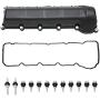 MITZONE Left Side Valve Cover With Gaskte And Bolts Compatible With 2001-2007 Dodge Ram 1500 Durango Dakot Jeep Commander Grand Cherokee 4.7L V8 Replace # 53021829AD 264-928