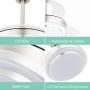 36 Inch Retractable Ceiling Fan with Lights and Remote Control, Modern Ceiling Fan with Retractable Blades, DC Motor, 6 Speed, 3 Light Color Change, 3 Timing Options Brushed Nickel