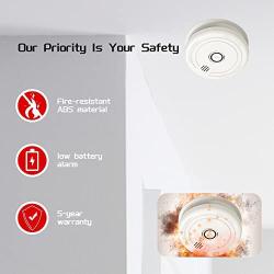 LSHOME 4 Pack Smoke Detector Fire Alarms 9V Battery Operated Photoelectric Sensor Smoke Alarms Easy Install Light Sound Warning, Test Button,9V Battery Included Fire Safety Home Hotel(913-4) (GS528A)