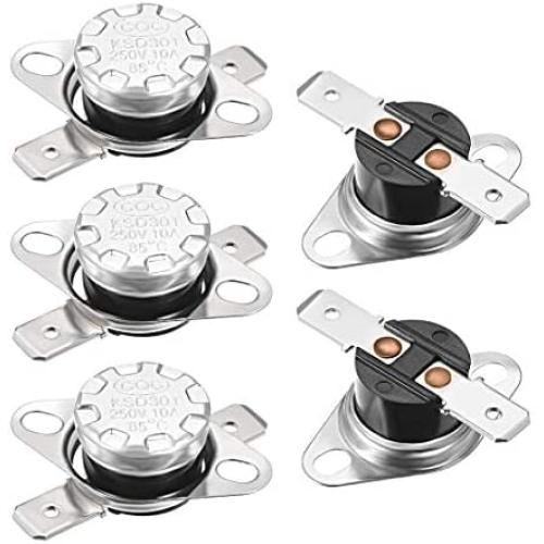uxcell KSD301 Thermostat 85°C/185°F 10A Normally Closed N.C Adjust Snap Disc Temperature Switch 5pcs