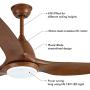 TCL 52 inch LED Ceiling Fan with Remote Control, 3 blade Ceiling Fan Noiseless Reversible DC Motor,6-speed, 3 colors Temperature Switch,Timer (52”Chestnut)