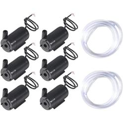 AITIAO 6Pcs DC 3-5V Micro Submersible Low Noise Mini Water Pump with 2pcs Clear Vinyl Tubing Flexible PVC Water Pipe(1M) Micro Motor Water Pump for Fish Tank Pond Fountain Hydroponics Garden Aquariums