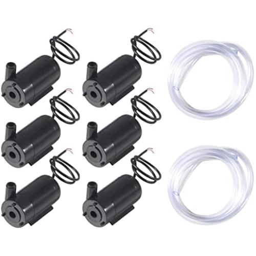 AITIAO 6Pcs DC 3-5V Micro Submersible Low Noise Mini Water Pump with 2pcs Clear Vinyl Tubing Flexible PVC Water Pipe(1M) Micro Motor Water Pump for Fish Tank Pond Fountain Hydroponics Garden Aquariums