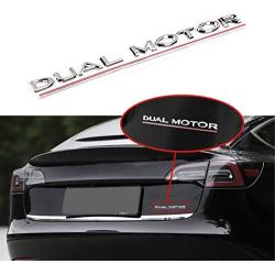 YHCDSEA Model 3 Y Dual Motor Badge Emblem Sticker Plaid Decor Compatible for Tesla Model 3 Y X S Accessories (Dual Motor-Silver)